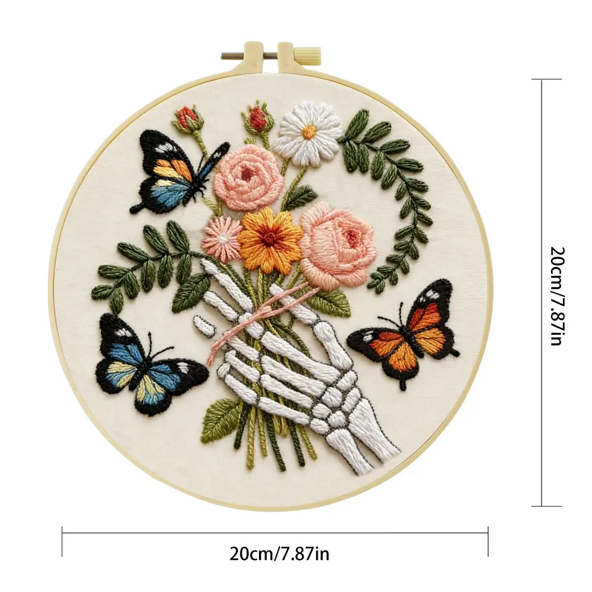 1 Stück 20X20CM/15X15CM 7,87/6,3 Zoll Blumen-Stickerei-Starter-Kit DIY-Kit DIY-Stickerei-Set Handarbeiten Malerei Heimdekoration – Detail 3