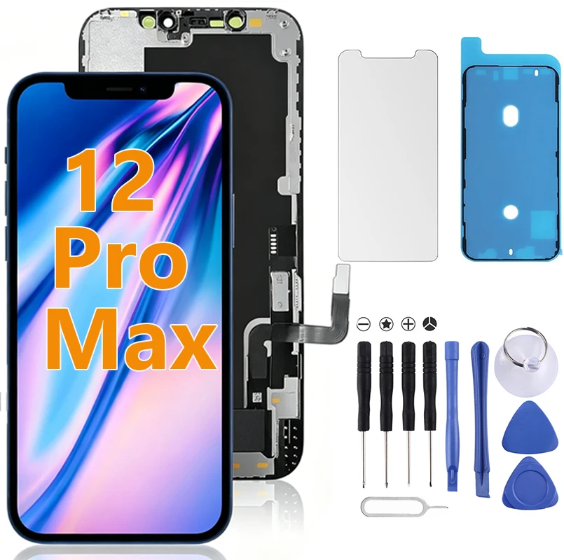 Full HD For iPhone 12 12 Pro Max 12 Mini LCD Display Touch Screen Digitizer Frame Kits Replacement With adhesive Repair Tools