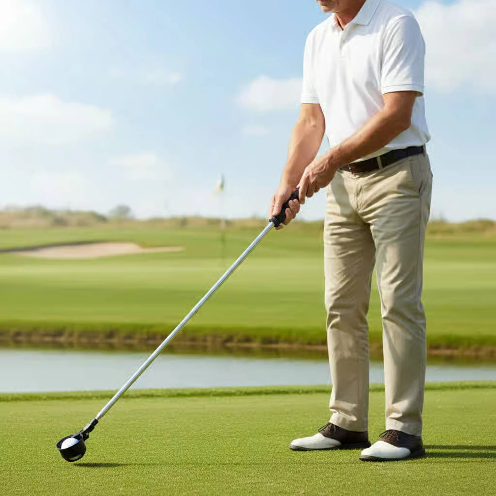 Telescopic Golf Ball Retriever Lightweight Golf Ball Retriever Sports Gear Stainless Steel Anti-Slip Handle for Golfers