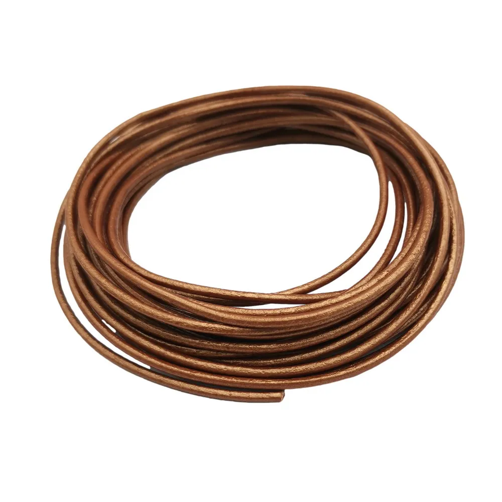 Metallic Copper 5 Yards 2mm Leather Strap 2.0mm Diameter Genuine Leather Cord Bracelet Necklace Making