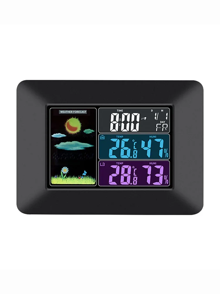 Multifunctional Wireless Weather Clock Color Screen Weather Forecast Wall-mounted Clock Temperature Humidity Display Alarm Clock