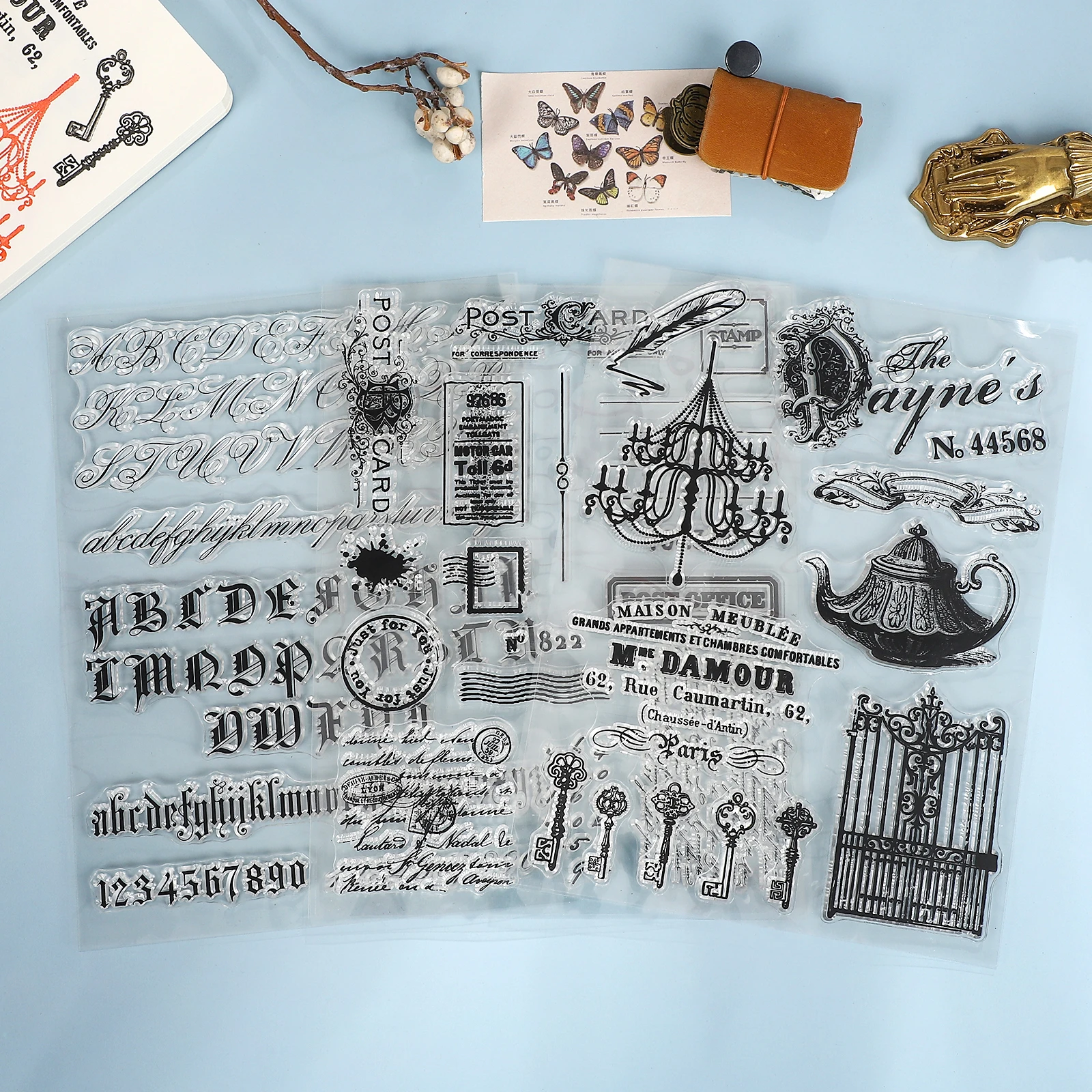Vintage Character Music Score Letter Label Landscape Transparent Silicone Stamp Creative DIY Journal Material Collage Stationery