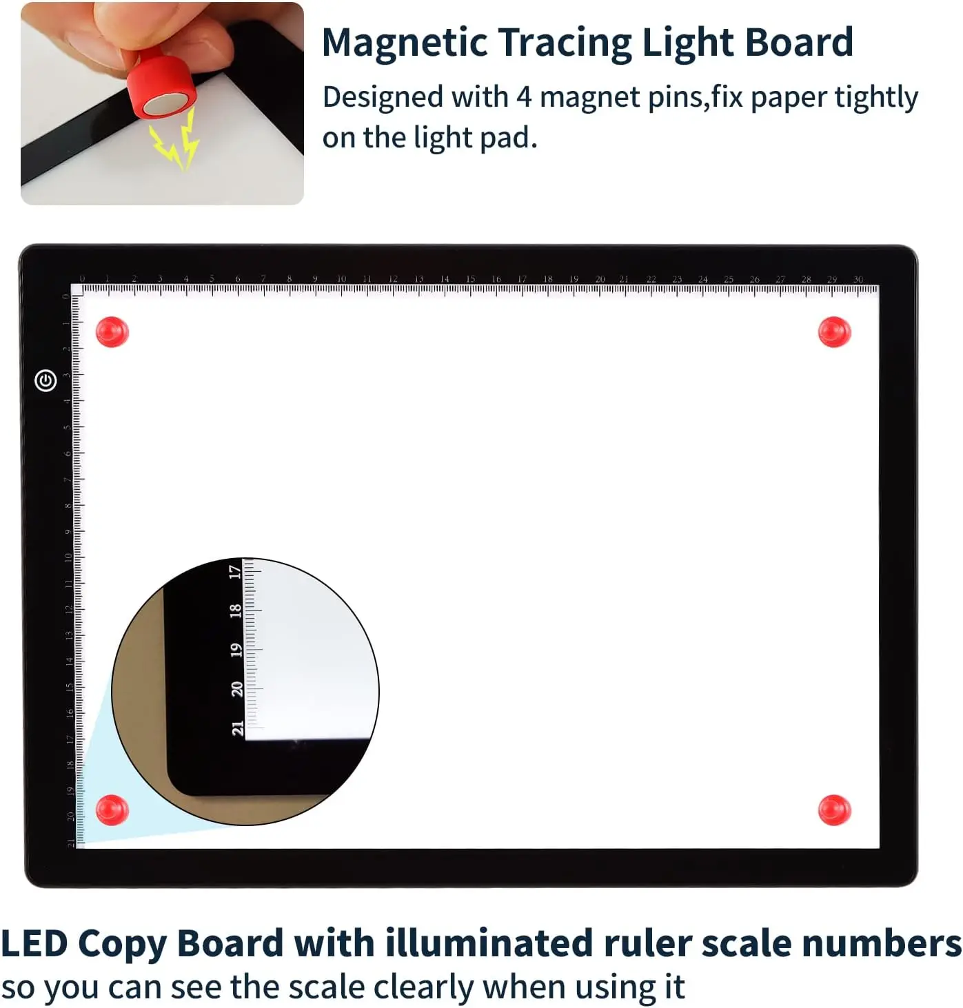 A4 Ultra-Thin Portable Led Light Box, Led Light Pad with 4 Magnets, Light Copy Board Tracing Pad for Diamond Painting