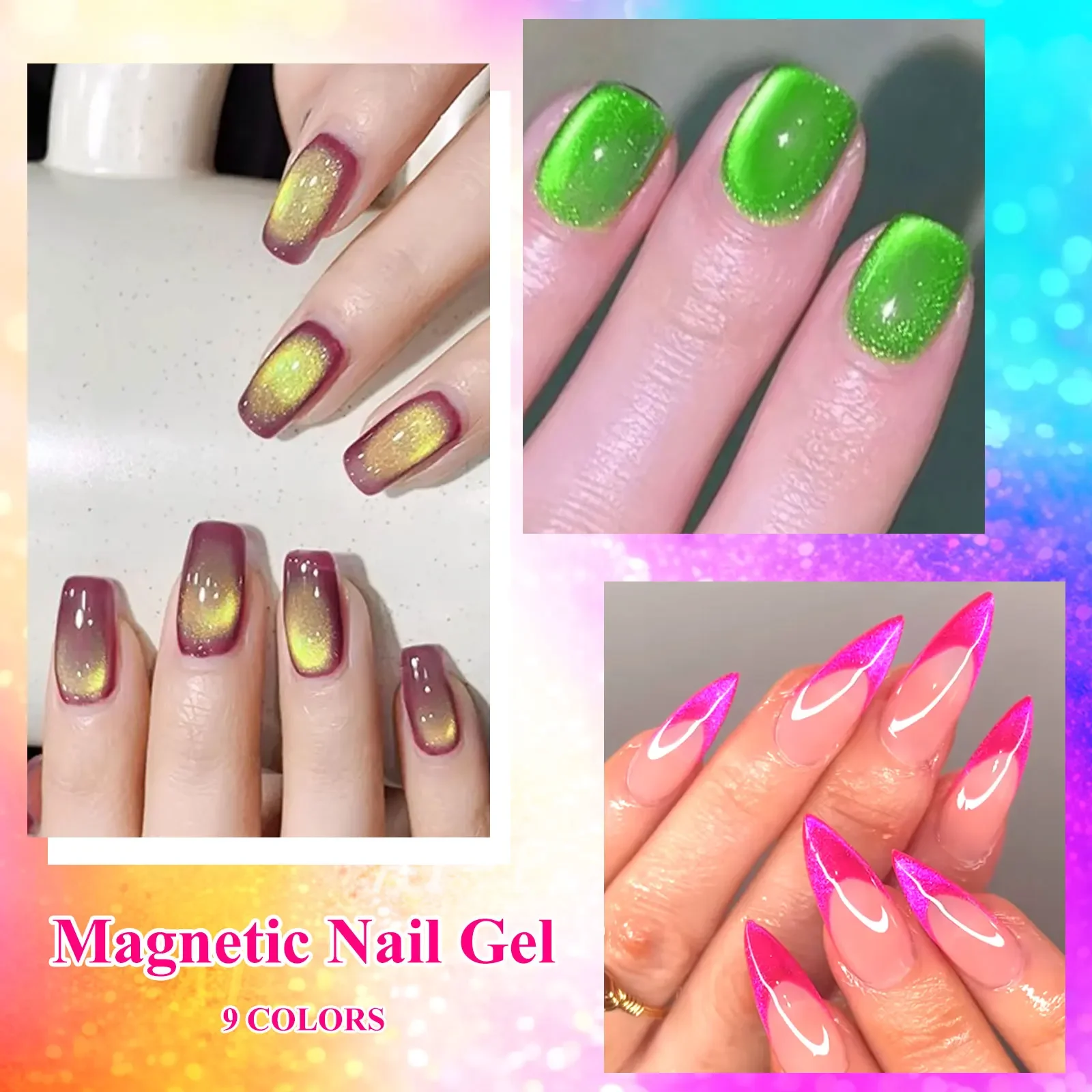 12 Pçs/set Gato Fluorescente Magnético Unha Gel Polonês Goiaba Verde Neon Cor Com Vara Magnética Semi-Permanente UV Gel Nail Art Kit