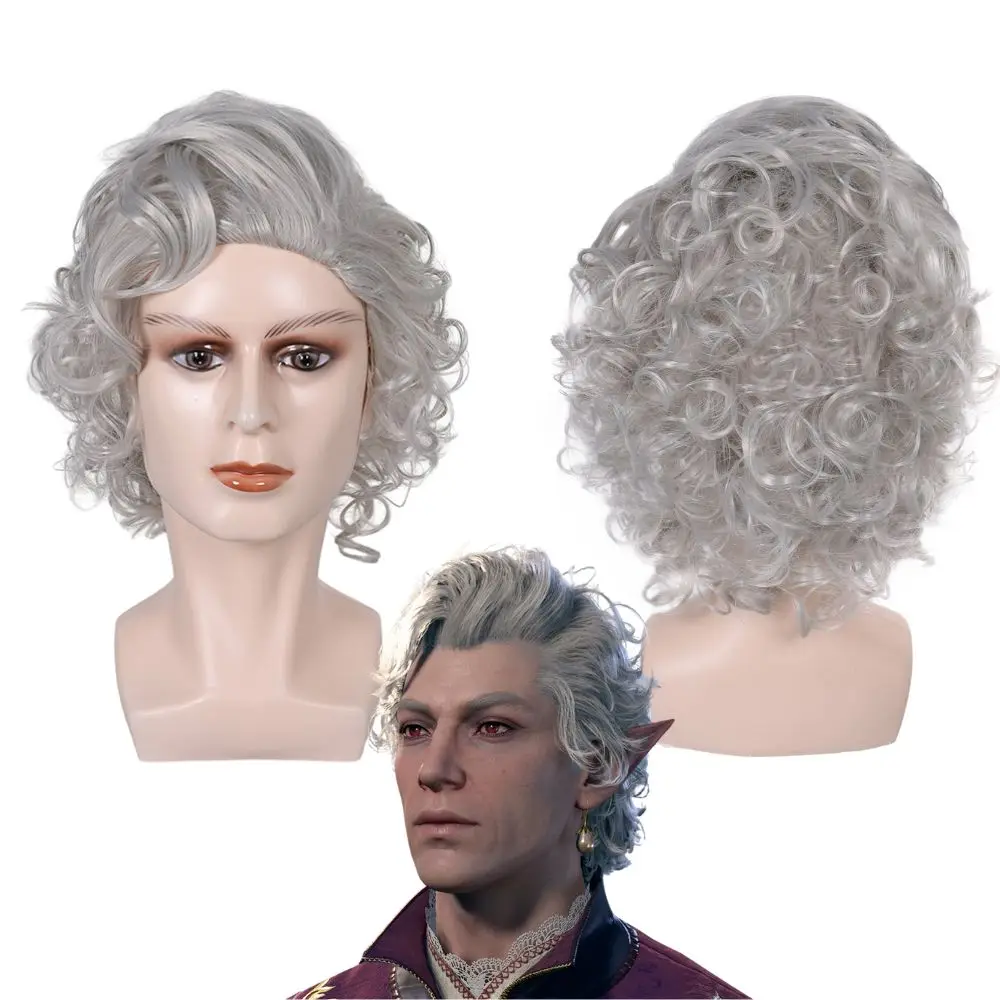 Baldurs Cos Gate 3 Astarion Cosplay Wig Heat Resistant Synthetic Hair BG3 Astarion Role Play Wigs Carnival Halloween Party Props