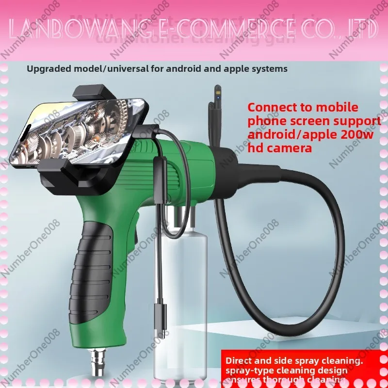 Phone Compatible Car Air Conditioner Evaporator Cleaning Gun with Endoscope Deodorization Pipeline Cleaning Tool Kit