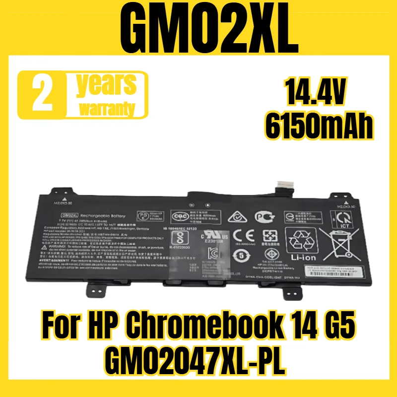 

GM02XL laptop battery for HP Chromebook 14 G5 GM02047XL-PL Battery, new large capacity 14.4V 6150mAh