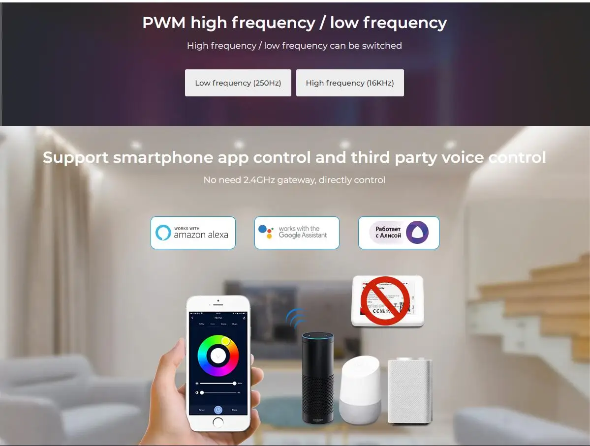 Miboxer WiFi+2.4G LED Controller Single Color Dual White RGB RGBW RGB+CCT SW2 SW5 WL5 Tuya Music APP Voice Control