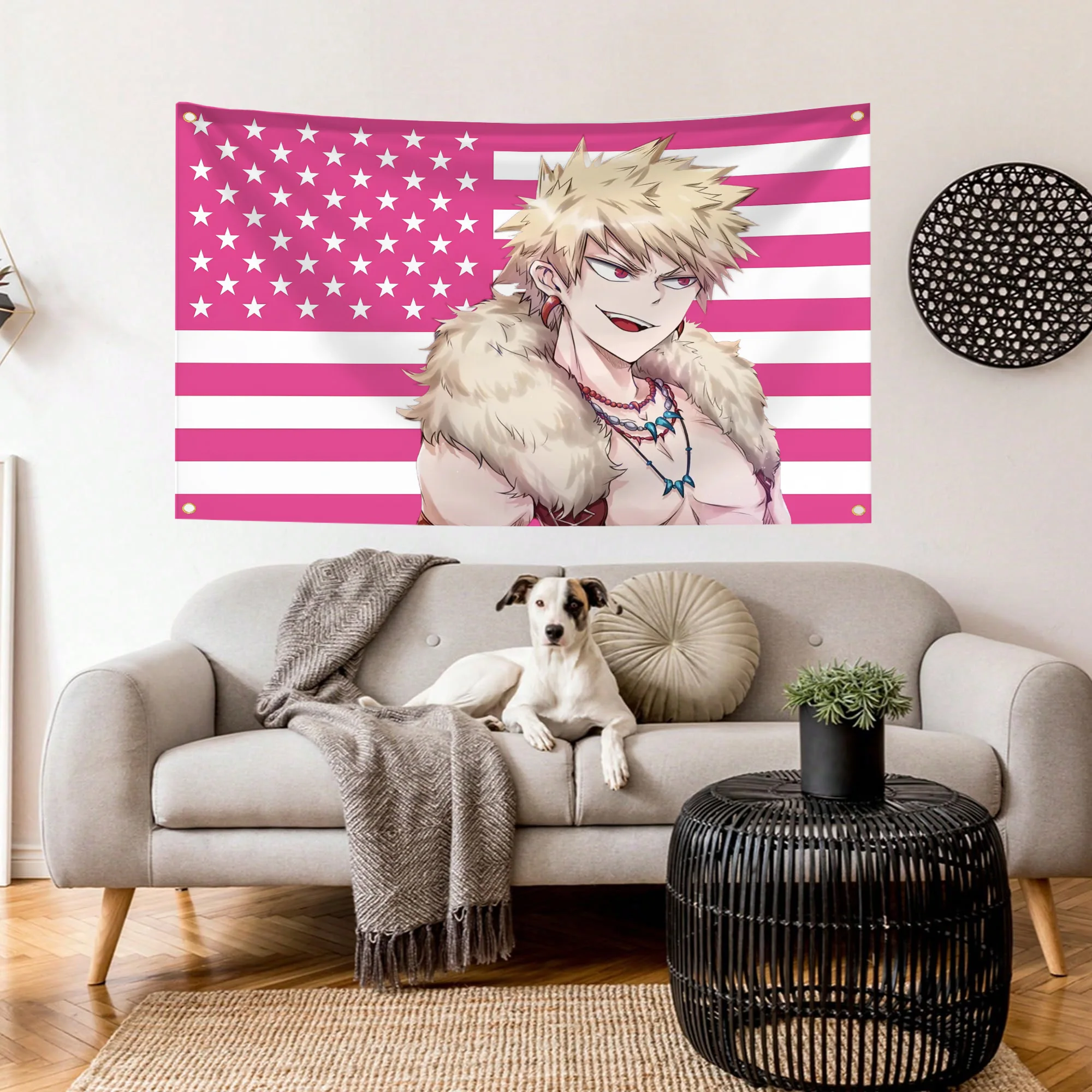 عناصر ديكور المنزل Bakugo Katsuki أعلام مضحكة نسيج جدار العلم في تصميم شخصي غرف النوم Y2k الديكورات الخارجية نسيج
