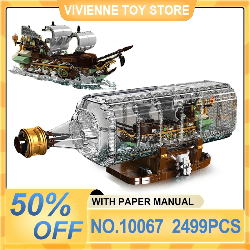 

MOULD KING 10067 MOC Ship In A Bottle 2499pcs Building Blocks Bricks The Flying Pirate Ship Puzzle Toys Christmas Gifts For Kids