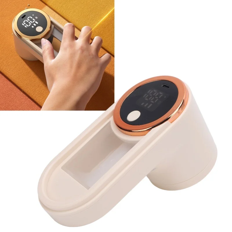 3 Gears Fabric Lint Shaver Type C Rechargeable LED Display Beige For Clothes Remover