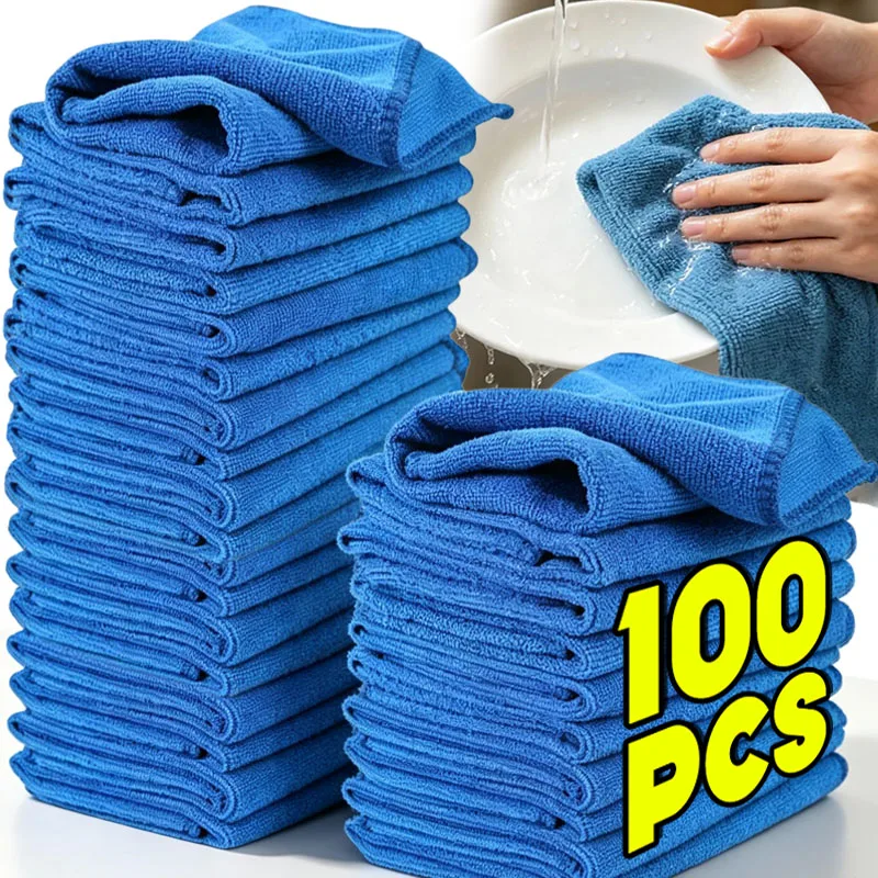 1-100pcs Highly Absorbent Cleaning Rags Houseware Microfiber Cleaning Cloth Towels Cleaning Cloths for Car Kitchen Home Office