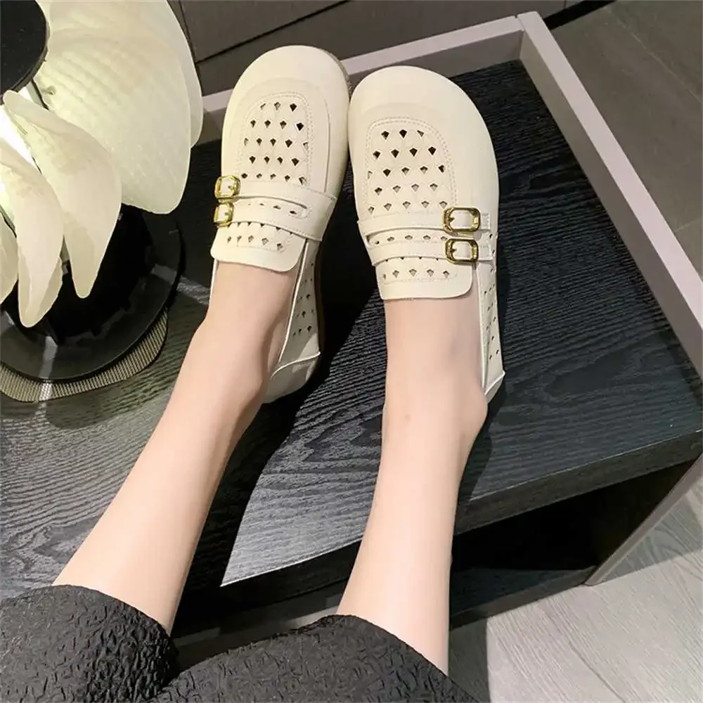 Without Lacing Normal Leather Shoes Size 45 Vulcanize Women's Basketball Sneakers Loafers Girl Sports Foreign New Season