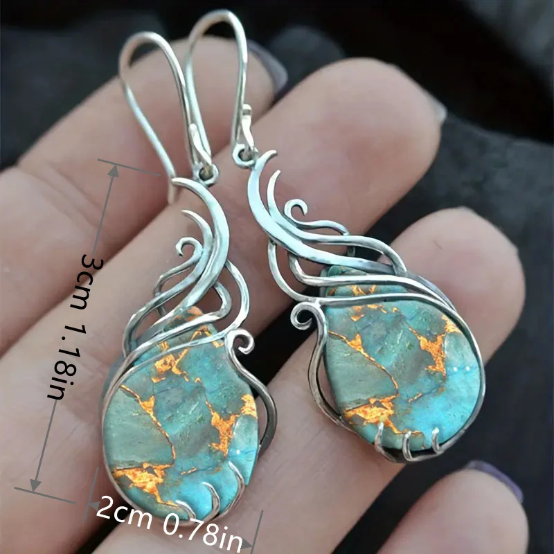 2pcs Fashion Vintage Earrings Imitation Turquoise Bohemian Jewelry Women\'s Jewelry Birthday Anniversary Gift for Lovers