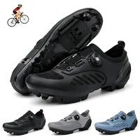 Zapatillas de Ciclismo MTB Profesionales, Talla Grande 47, para Hombre y Mujer, con Sistema de Autobloqueo, para Bicicleta de Montaña y Carretera, con Tacos Planos