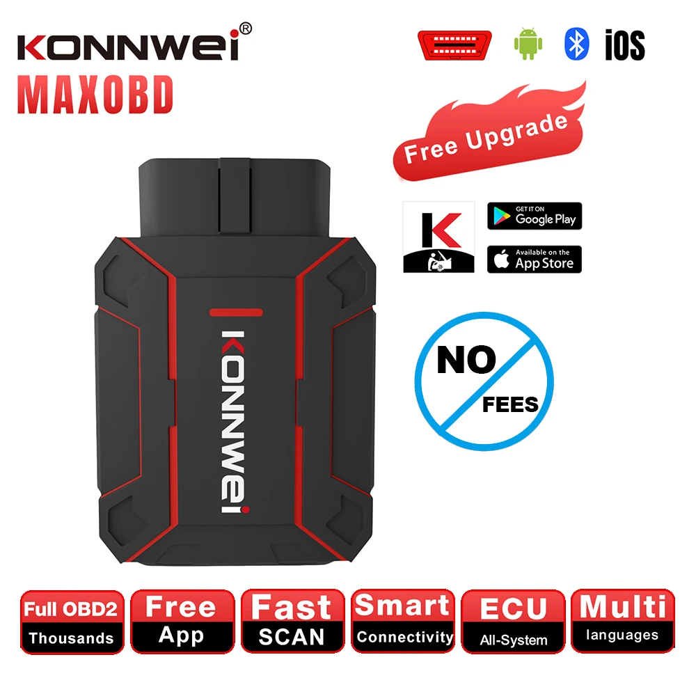 KONNWEI MAXOBD Полный системный сканер Bluetooth 5.2 OBD2 Диагностический инструмент для Toyota Для Lexus Для BMW Для VW Для AUDI Код чтения ABS