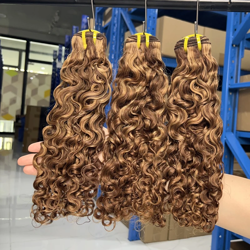 

#P4/27 Honey Brown Burmese Curly Bundles 100% Human Hair Vietnamese Hair Highlight Unprocessed Raw Virgin Hair Extensions Deals