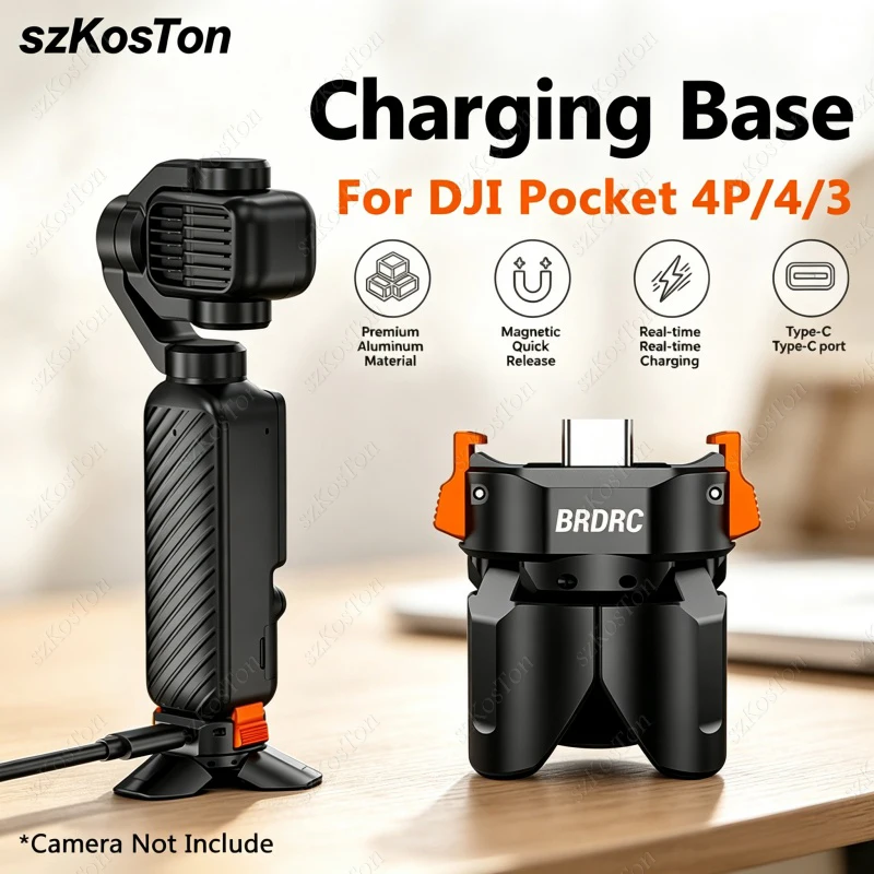 Magnetic Charging Mini Tripod Base for DJI Osmo Pocket 4P/4/3 Quick Release Base Desktop Stand for DJI Camera Accessories