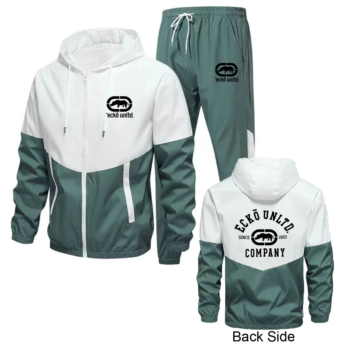 2026 New Men's Casual Sets Men Tracksuit Ecko Unltd Logo Patchwork Design Hooded Jacket+pants Two-pieces Men Running Sports Suit