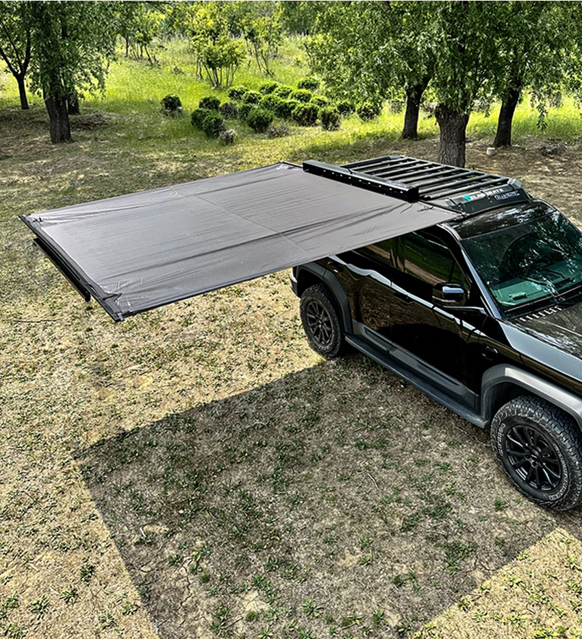 مظلة شمسية ذات غلاف صلب من سبائك الألومنيوم تتفتح مساحة مكونة من 9 أمتار مربعة، تتميز بإضاءة وحماية من المطر وحماية من الشمس. #3