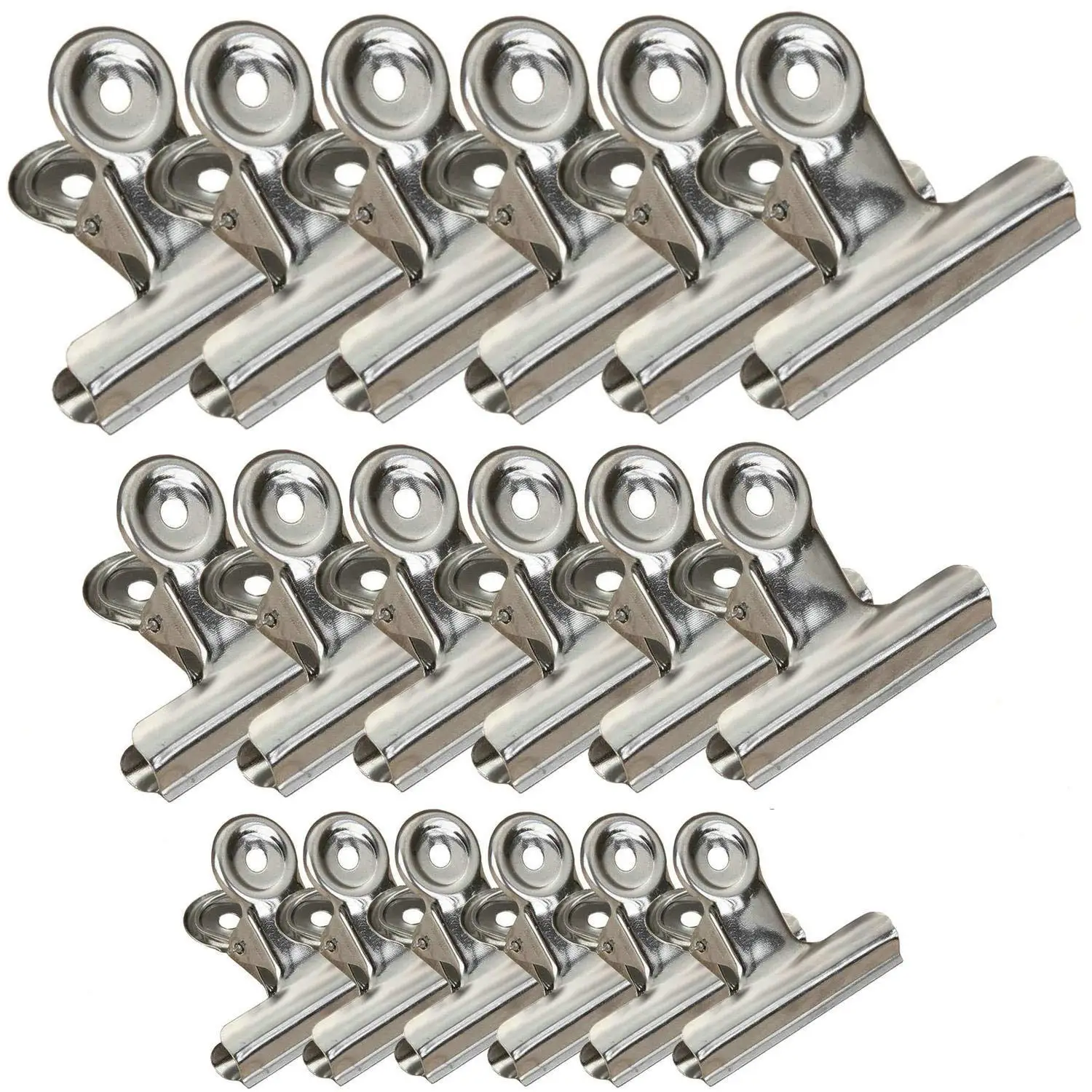 18 Stück silberne Metallscharnierklammern, Stierbinder, Büroklammern, Klemme für Büro, Bilder, Fotos, Küchenlebensmittelbeutel