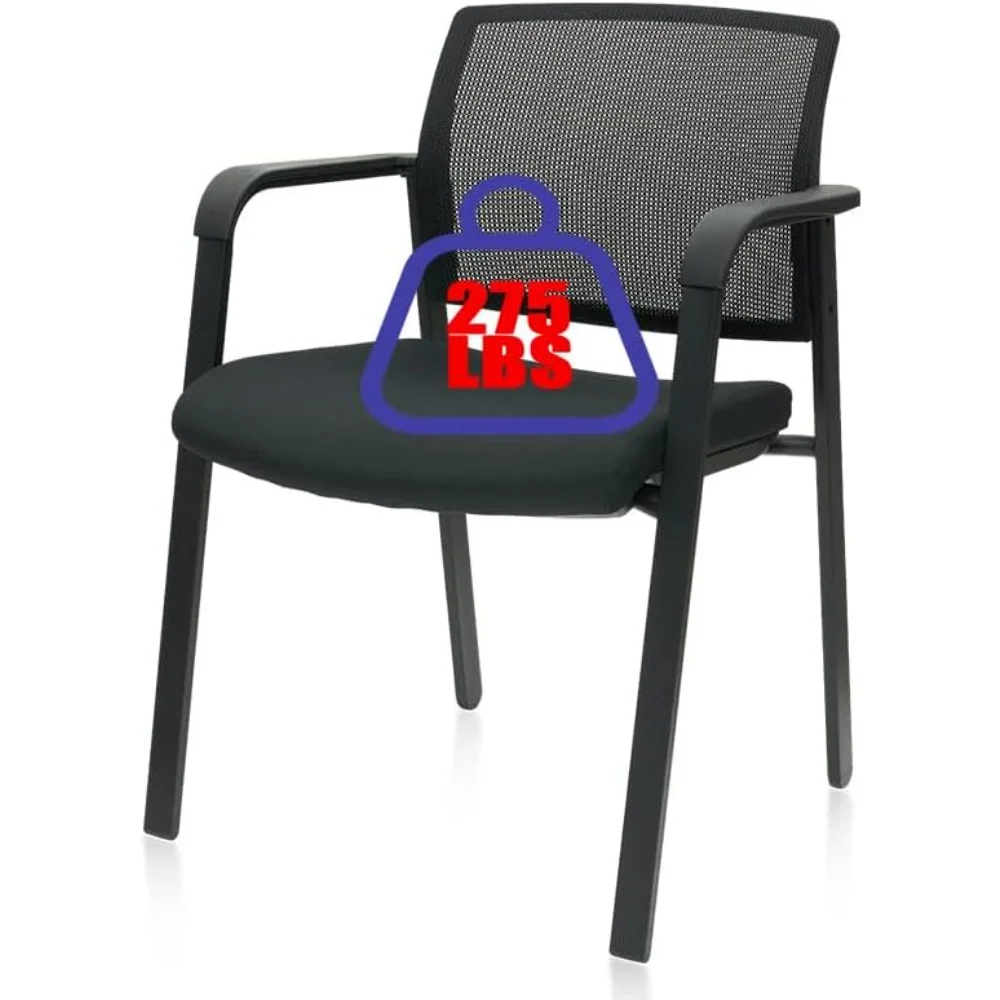 

Guest Reception Stacking No Wheels Desk Chair with Arm, Mesh Back Waiting Room Chairs with Upholstered Fabric Seat