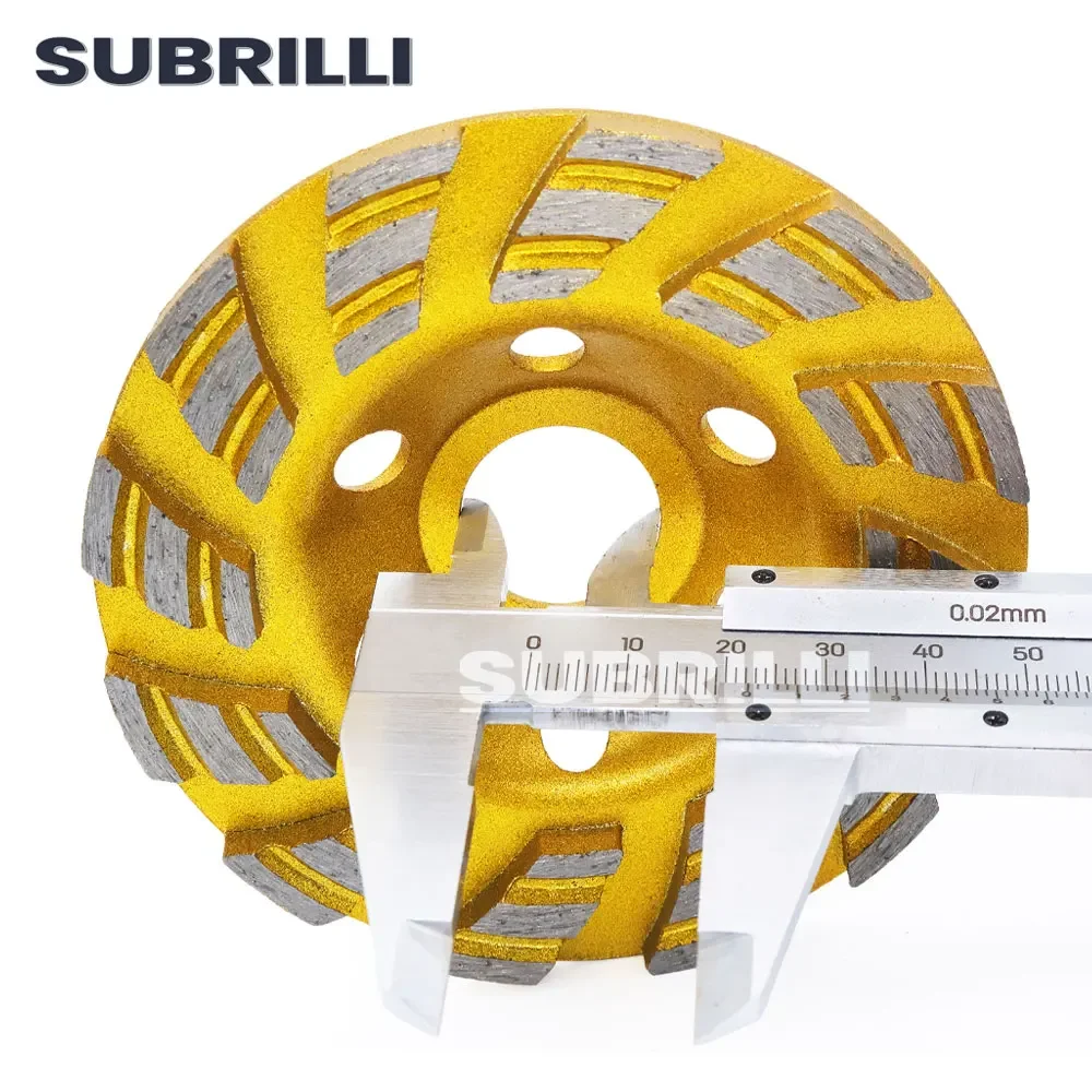 SUBRILLI 4 "قطعة عجلة طحن بتصميم ماسة صف مزدوج وعاء كوب قرص الطحن عجلة كاشطة لطاحونة الزاوية الجرانيت الخرساني