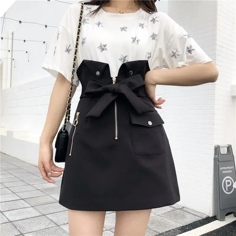 Zipper Skirts Women Mini Pocket Design High Waist Solid A-Line Elegant Female Street Wear Summer Cozy All Match Vintage