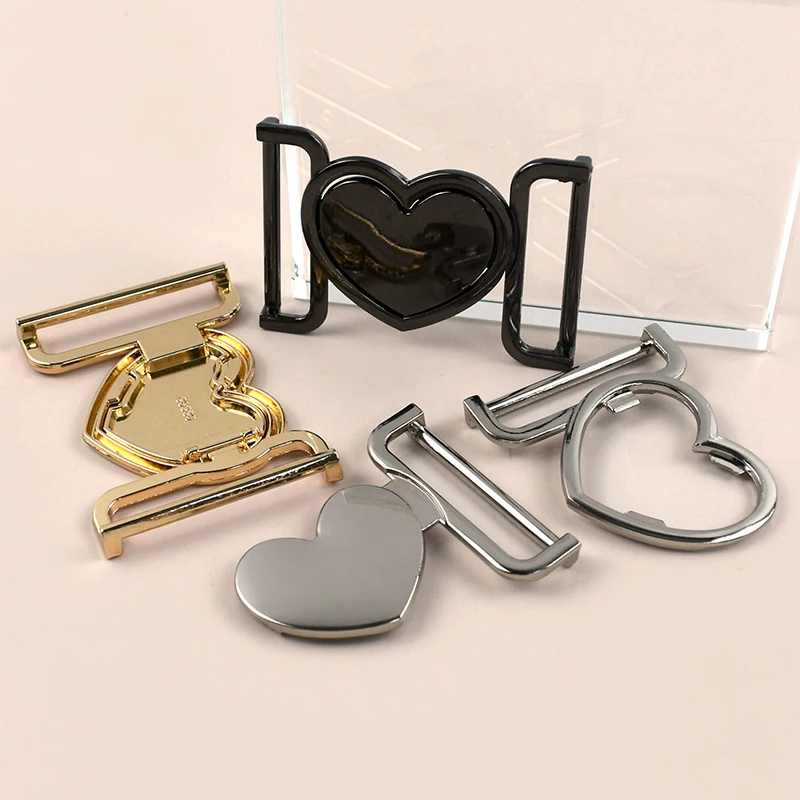 

30/40mm 2-10Pcs Metal Belt Buckle Ladies' Windbreaker Decor Buckles Heart Shaped Coat Hook Pull Button DIY Clothing Accessories