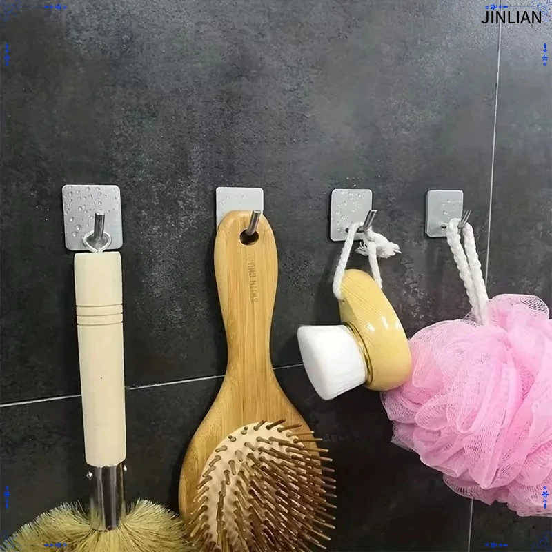 `Heavy‑Duty Stainless‑Steel Adhesive Wall Hooks Rustproof 3M Sticky Over‑Door Hook for Bathroom Kitchen Towel Coat Robe`