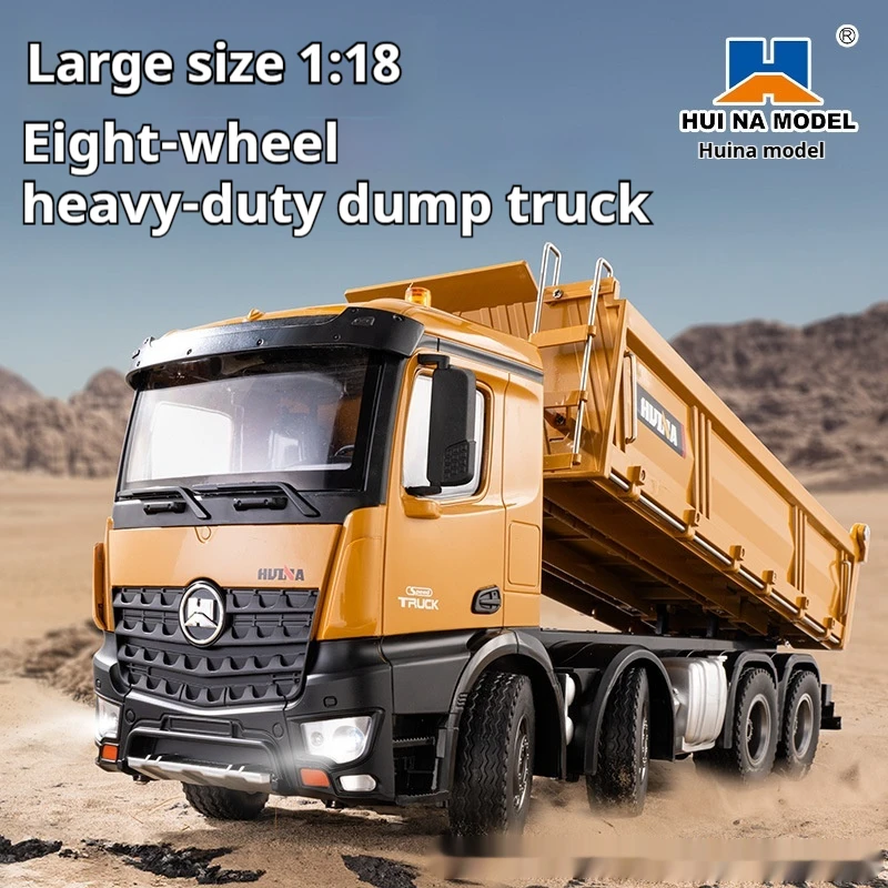 

Huina Large 536 Alloy Remote Control Engineering Dump Truck Heavy Duty Eight Wheel Charging RC Car New Arrival