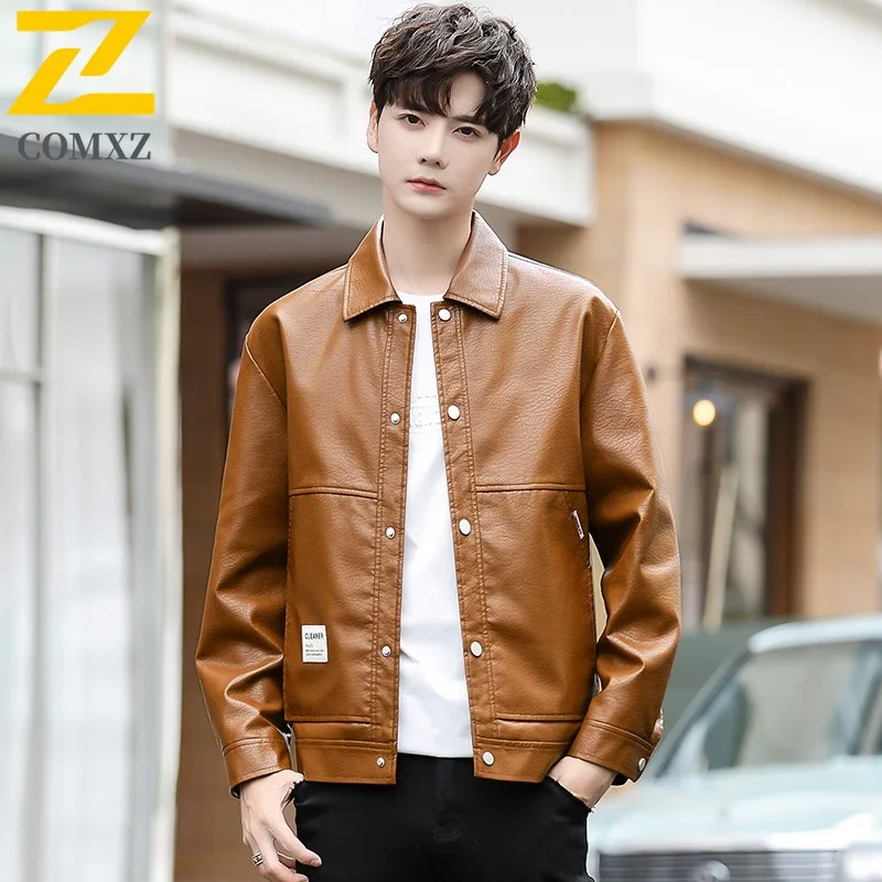 

COMXZ уличная кожаная куртка для верховой езды для мужчин, утолщенная ветрозащитная мотоциклетная куртка, повседневная удобная осенняя ветровка в повседневном стиле