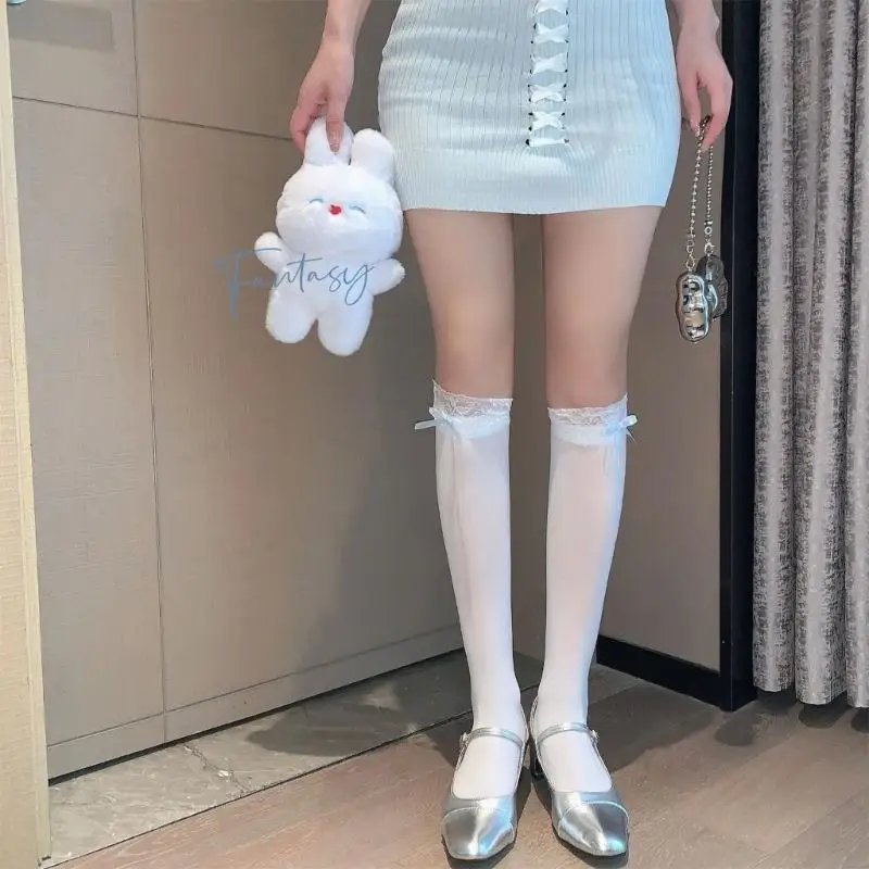 195E جوارب العجل النسائية، فتاة حلوة الدانتيل الزخارف كشكش جوارب الركبة أزياء السيدات فتاة الأميرة الجوارب جوارب يابانية #4