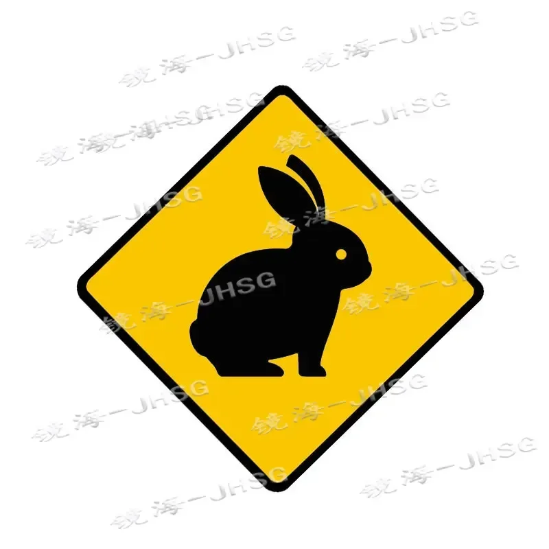 

Cute Rabbit Warning Car Stickers Cartoon Animal Warning Signs Waterproof Sunscreen Scratch Decoration Stickers