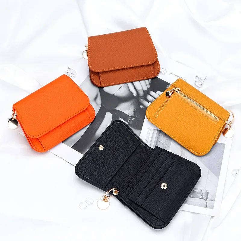 Genuine First Layer Cow Leather Mini Hasp Coin Bag Lady Purse Girl Small Back Zipper Card Pocket Key Ring Wallet