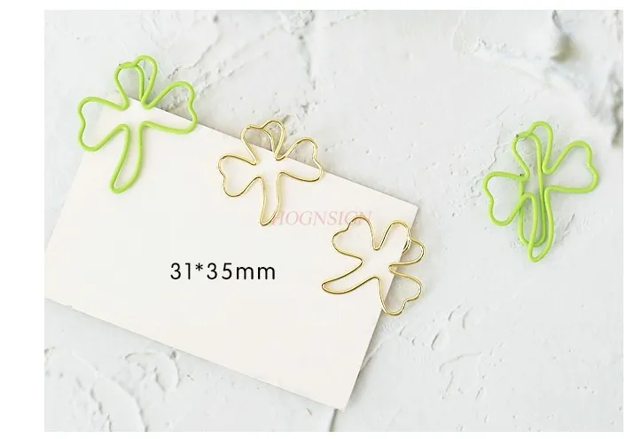 15pcs Mixed Four Leaf Grass Styled Paper Clips Student Lovely Bookmark Metal Paper Clips Colorful Paper Clips