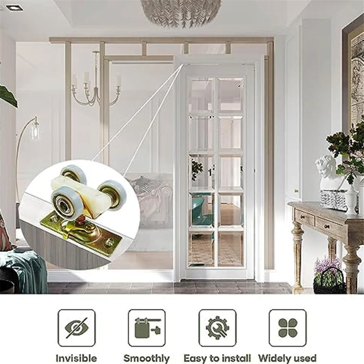 pocket door rollers2 Pack Sliding Pocket Door Hardware Top Hanger Rollers Wheels Assembly Fit Part 1125 & 1500 Hardware Kit