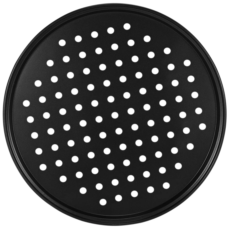 

10 Inch Personal Perforated Pizza Pans Black Carbon Steel With Nonstick Coating Easy To Clean Pizza Baking Tray