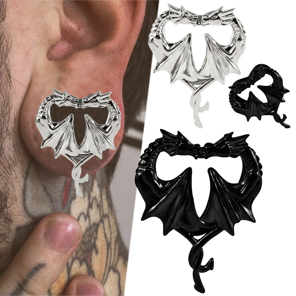 1PC Pterosaur Wings Ear Tunnel&Plug Expander Heart Flared Threadless Ear Weight Ear Gauges Strengthed Piercing Earring jewelry