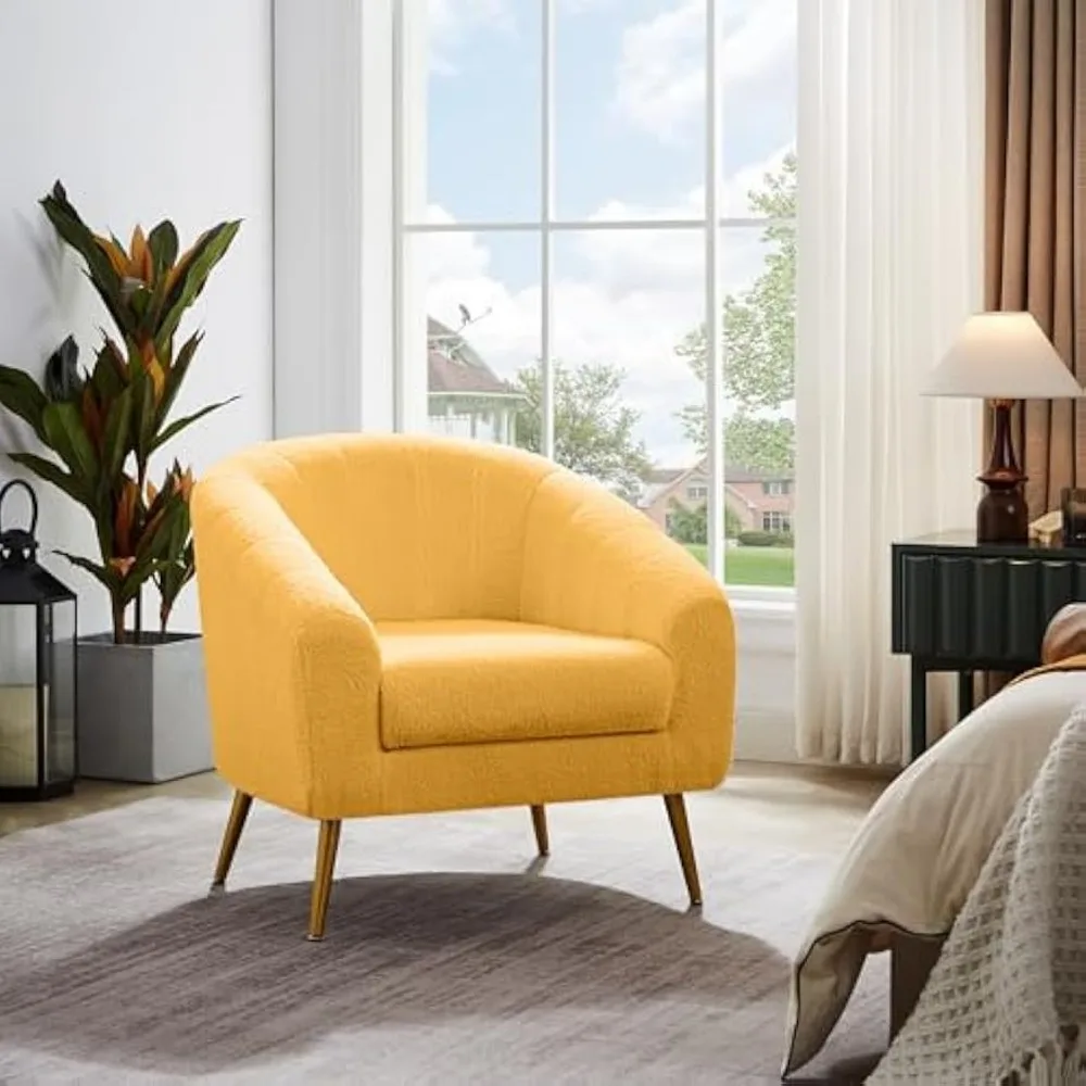 

Luxury Lamb Fur Lounge Chair - Plush Comfort Modern Accent Chair with Soft Pillows, High-Back Support for Bedroom, Nursery