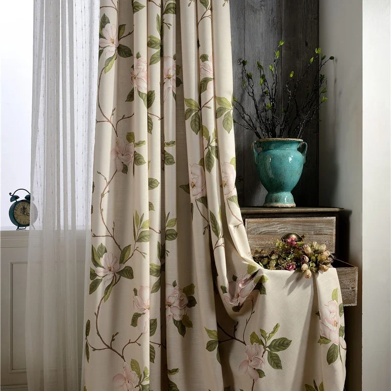 

American Garden-style Curtains for Living Dining Room Bedroom Modern Rustic Chinese Curtains Fabric Printing Countryside Villa