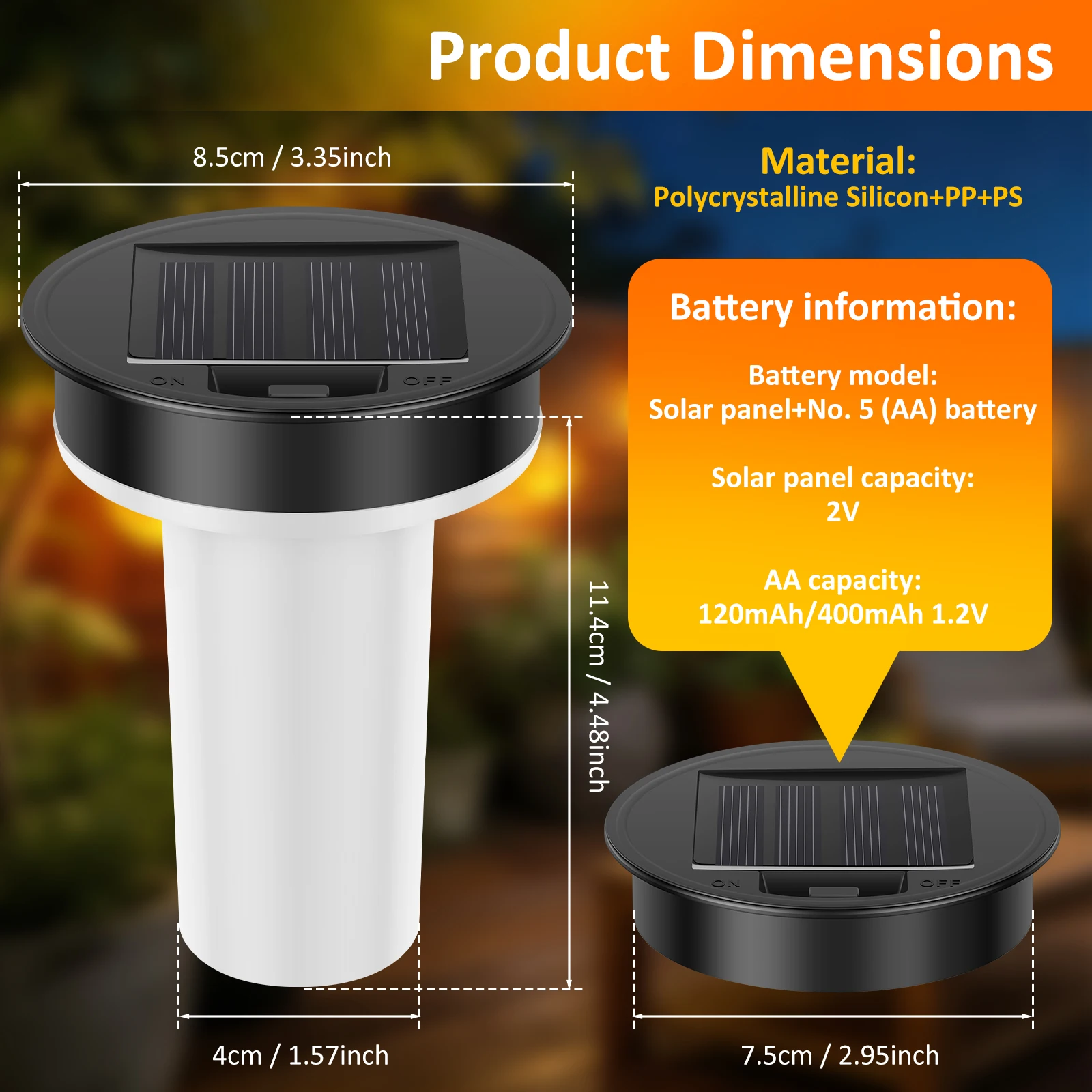 Solar Light Replacement Top Lantern Lid Parts Flickering Flame LED Waterproof IP44 For Hot Air Balloon Dusk To Dawn Opening Yard