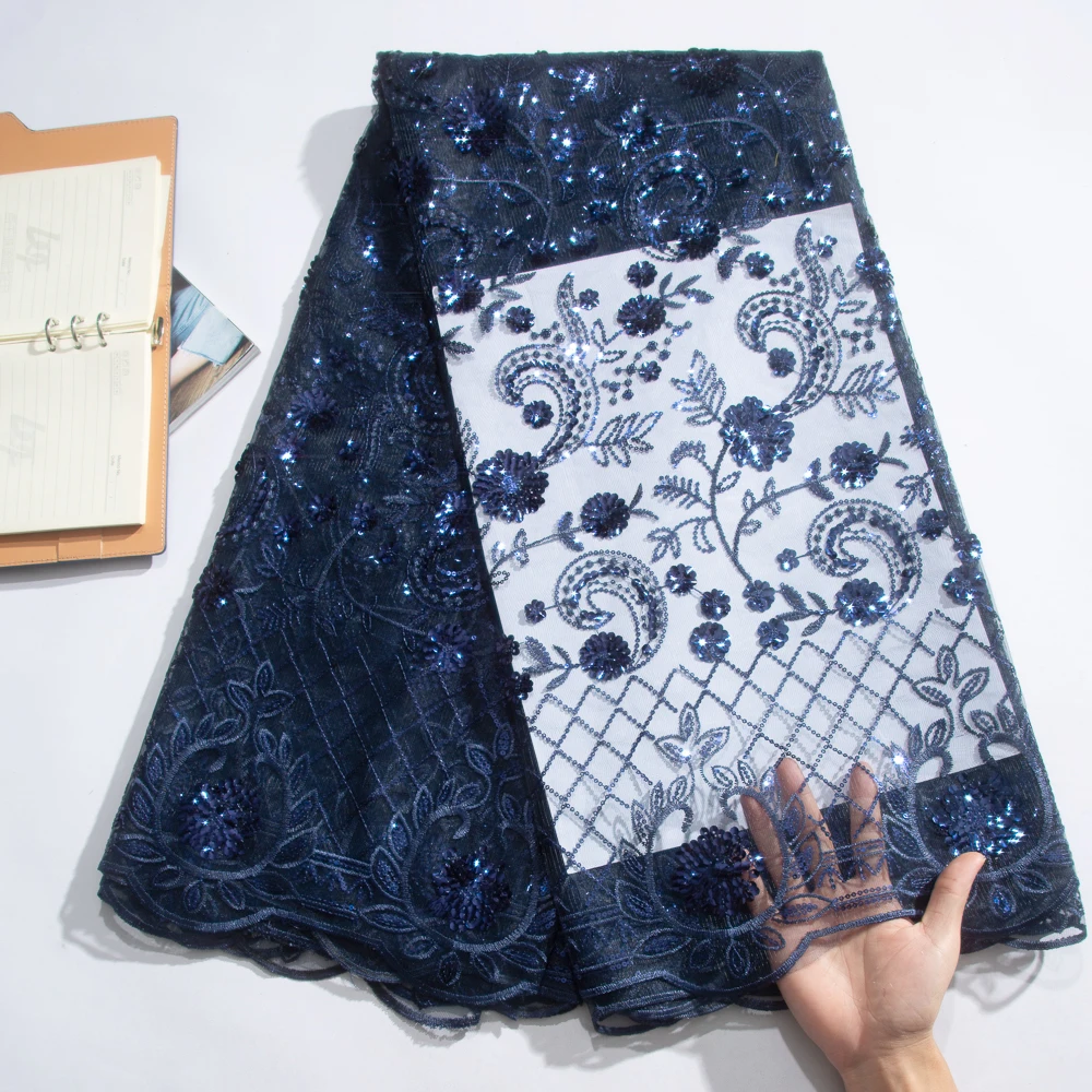 SJD LACE Afrykańska siatka damska tkanina koronkowa wysokiej jakości 2025 tiul nigeryjski cekiny siatka koronkowa tkanina do szycia sukien ślubnych 4348