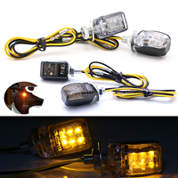 2Pcs Mini Micro Motorcycle Amber LED Turn Indicators Light Blinkers Flashing 6 LED 12V MotorBike Turn Signal Lights