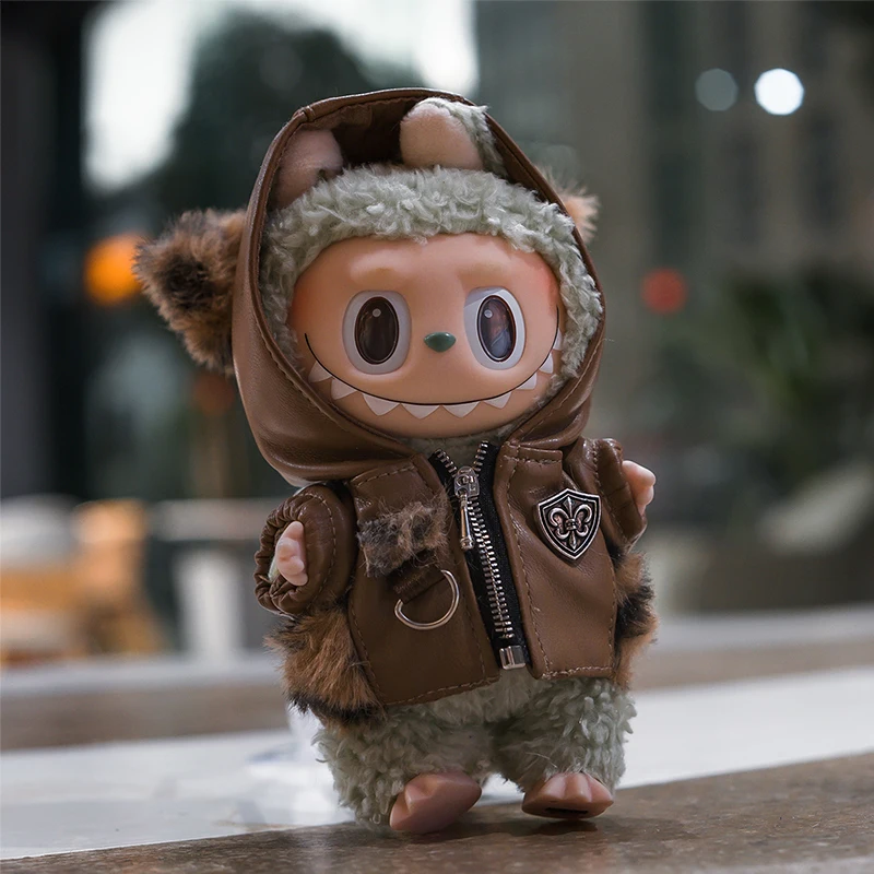 15/17cm Labubu Leather Jacket 10cm Labubu Clothes Punk Style