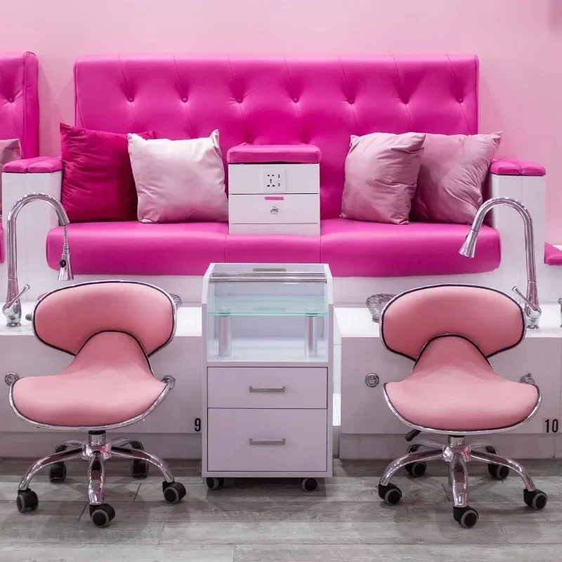 Carrito de pedicura con brillo de cristal, mueble y equipo para salón de uñas, 15 "14,5 D x" W x 25 "H, blanco