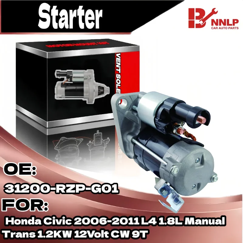 

Стартер для Honda Civic 2006-2011 L4 1.8L Manual Trans 1.2KW 12Volt CW 9T 31200-RZP-G01