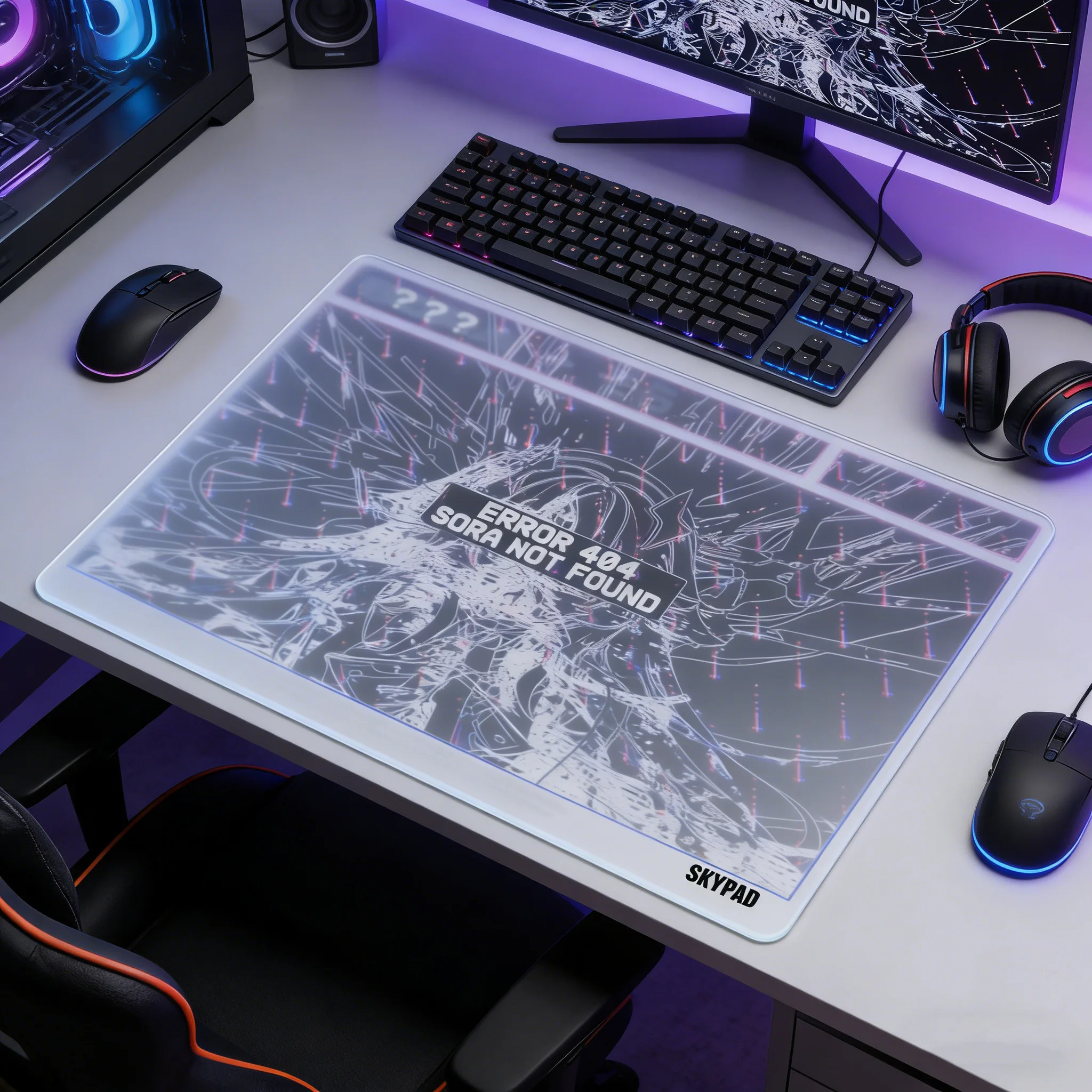 Skypad SORA YUME Tempered Glass Mouse Pad Gaming FPS Smooth Frosted Surface No Delay Mouse Pad Office Gaming E-sports Accessory