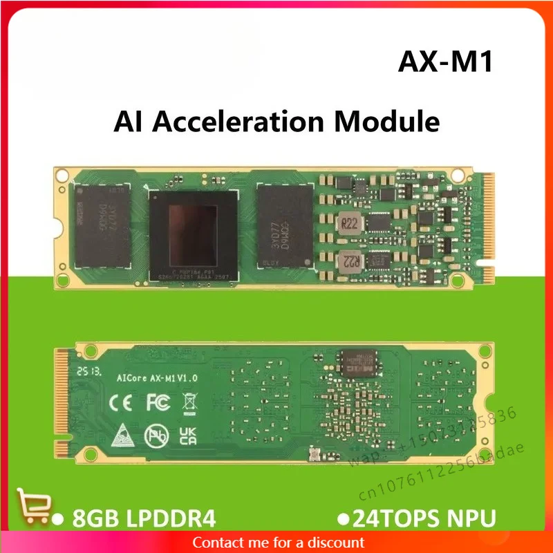 Radxa AICore AX-M1 Axera AX8850 AI Acceleration Module 24 TOPS@INT8, 8GB RAM LPDDR4X M.2 2280 Compatible With ROCK 5B+ Rock