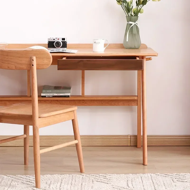 Drawer small apartment cherry wood log computer desk modern simple home desk